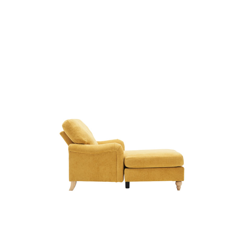 Canapé-lit moderne surdimensionné avec pieds en bois massif Mid-Century, Jaune
