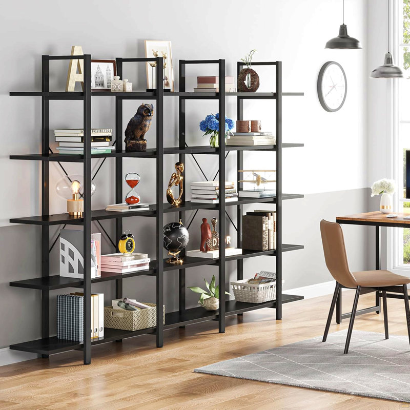 70.07" Height 5-Tier Bookshelf 47" Wide For Home &  Office, Black