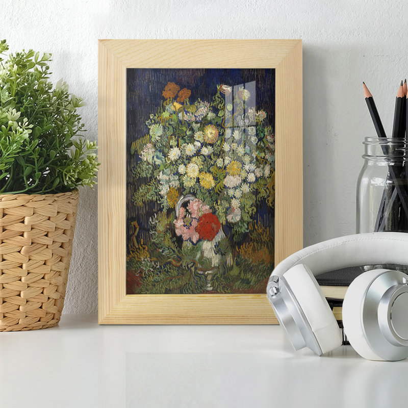 Bouquet de fleurs dans un vase, H 6 po x l 4 po x P 1 po, Naturel