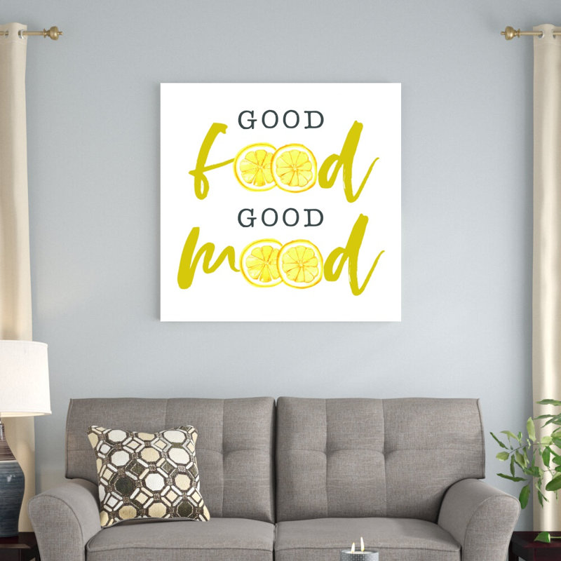 «Good Food Good Mood», reproduction d'art textuel sur toile tendue, H 36 po x l 36 po