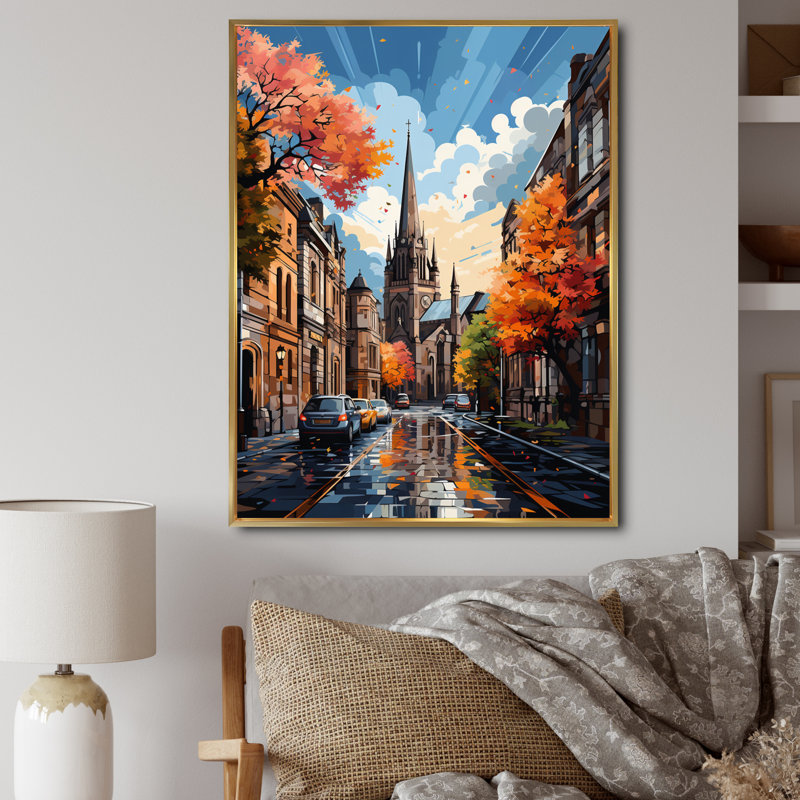 «Limose City Dublin Popart I», reproduction sur toile, H 40 po x l 30 po x P 1,5 po, Cadre flottant doré