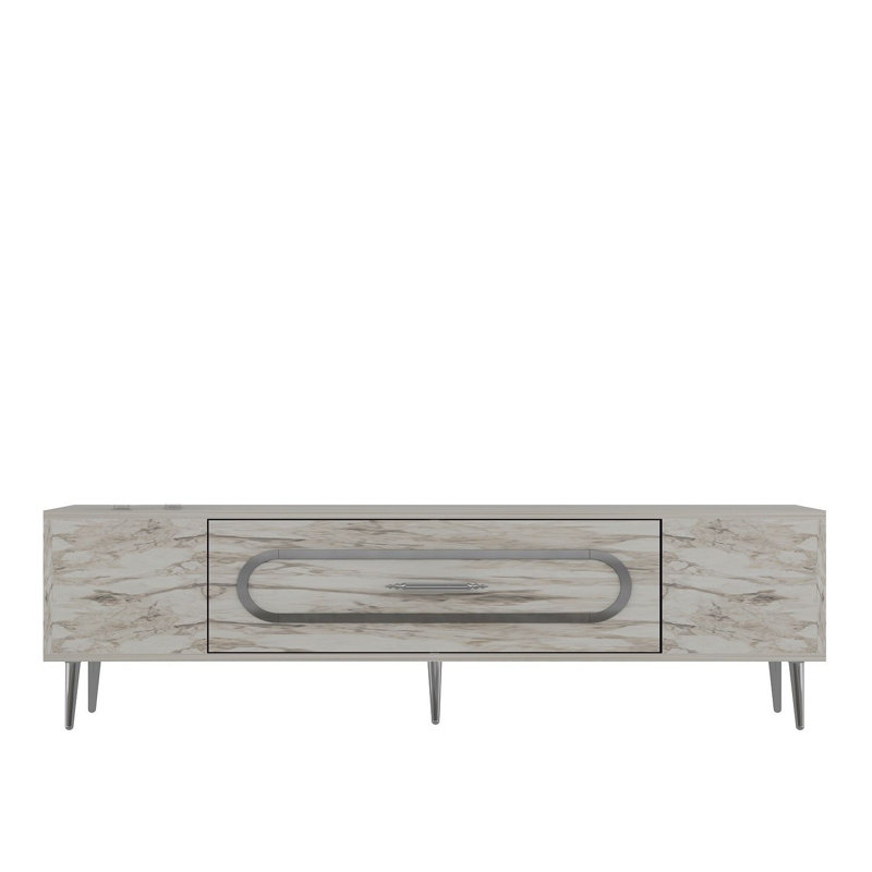 Olivia Unfinished TV Stand, Vintage White/Silver, 150cm