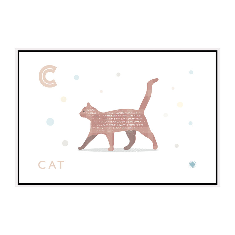 Chat - impression d'art graphique, Toile blanche encadrée, H 40 po x l 60 po x 1,5 po, Pas de tapis