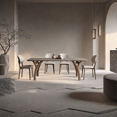 Sintered stone ash gray dining table set