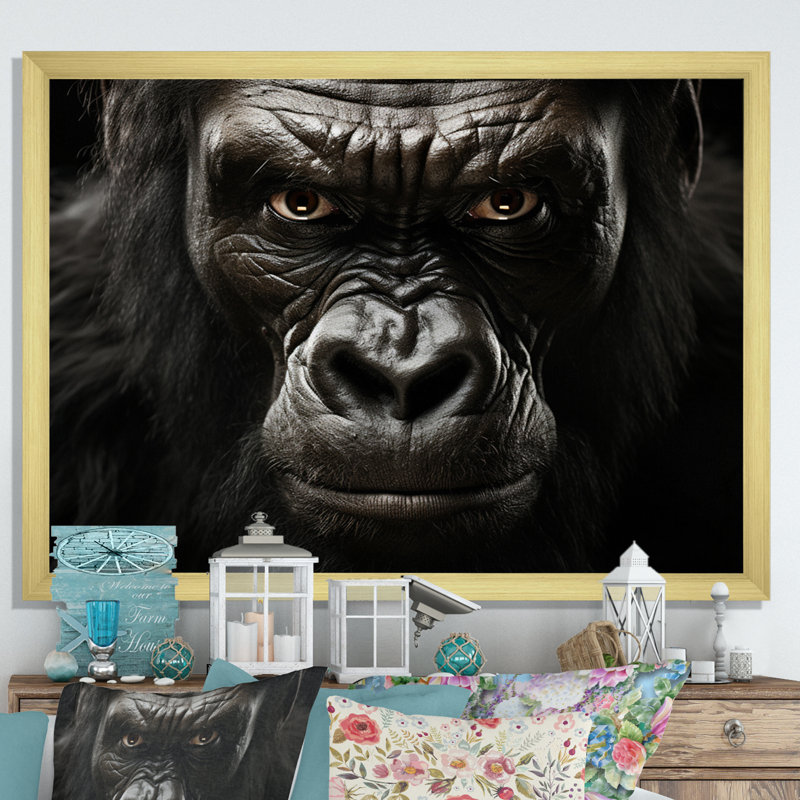 Afrique, Gorillas Majesty, impression d'art mural Afrique, H 34 po x l 44 po x P 1,5 po, Encadrement doré