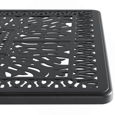 L58.27*W34.65 Inch Cast Aluminum Patio Dining Table With Black Frame And Umbrella Hole