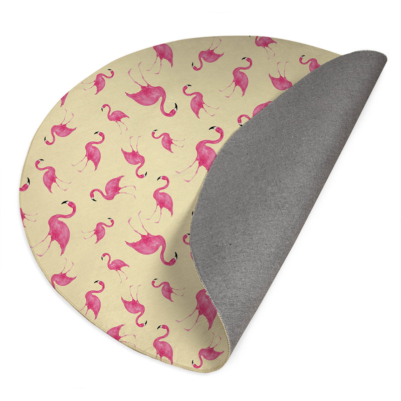 Summer Flamingo Outdoor Rug, Round 5'
