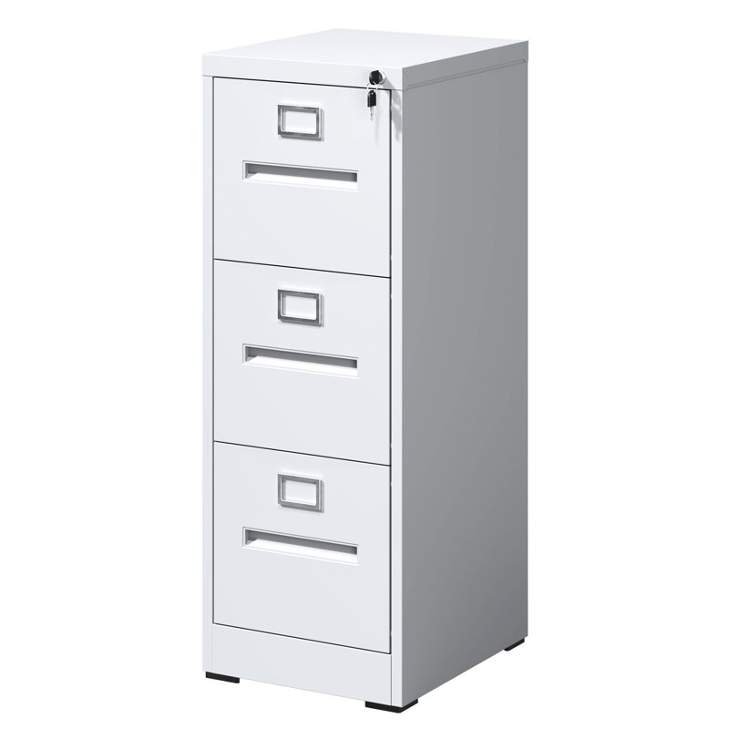 Vertical File Cabinet With 3 Drawers And Lock, A4/Legal Letter Organization, Modern Office Look, Cold - Rolled Steel, Waterproof, Easy Assembly Process Appearance, Simple