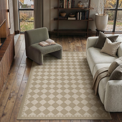  Geovia Checker Herringbone Indoor Outdoor Area Rug