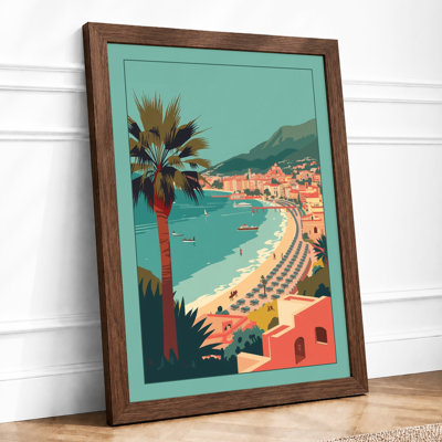 Mediterranean Beach Town Coastal - Framed Print