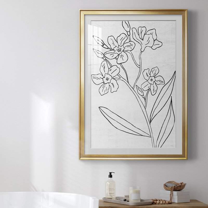 Reproduction encadrée de qualité botanique - croquis botanique II, H 42,5 po x l 30,5 po x P 1 po, Encadrement doré