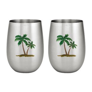 Palm Tree 8.5oz Stemless Champagne Flute | Set of 4 | Rolf Glass