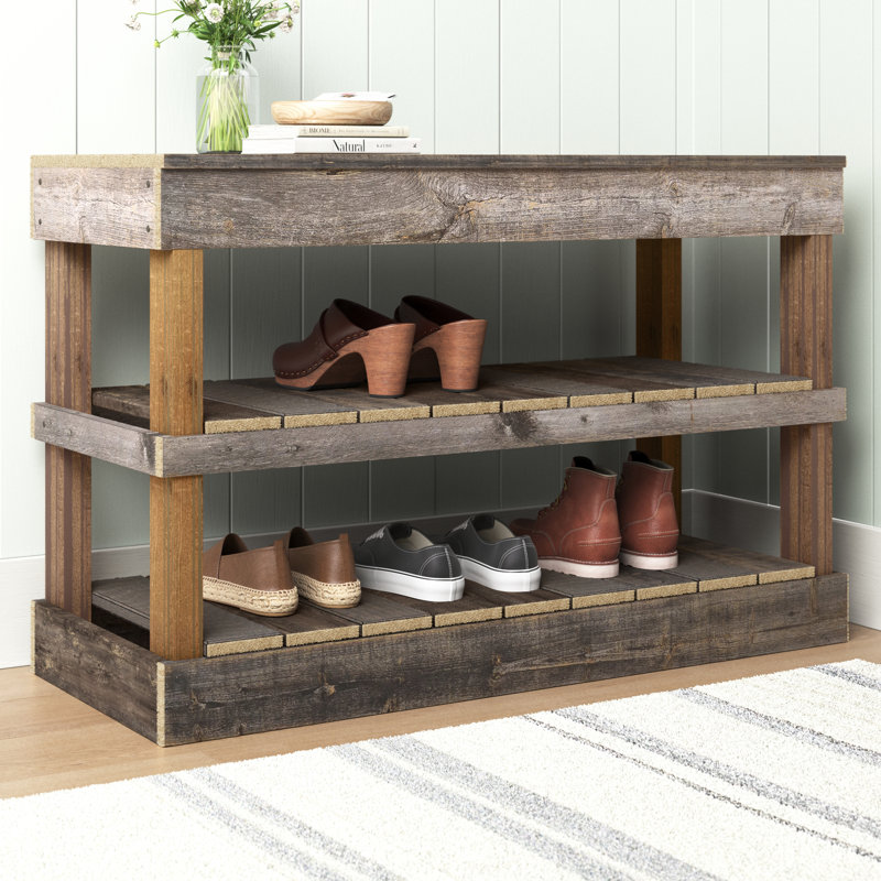 8 Pair Solid Wood Shoe Storage Accessory, Natural