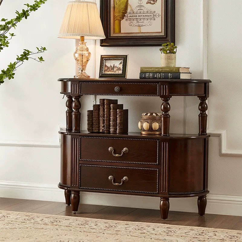 Console en bois massif de noyer foncé, 47.24, Noyer foncé