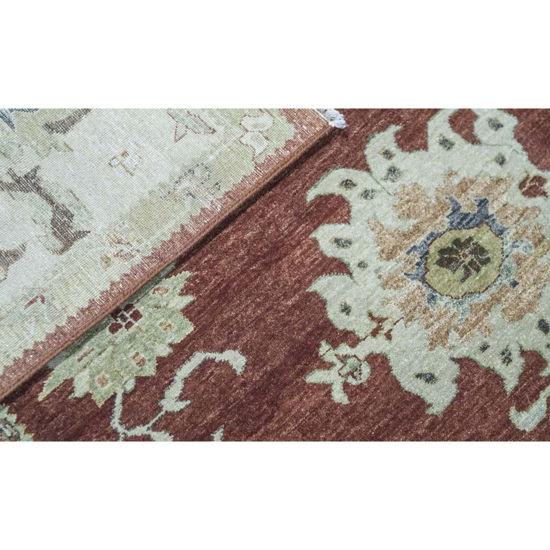 Ziegler Wool Oriental Area Rug in Rust/Beige