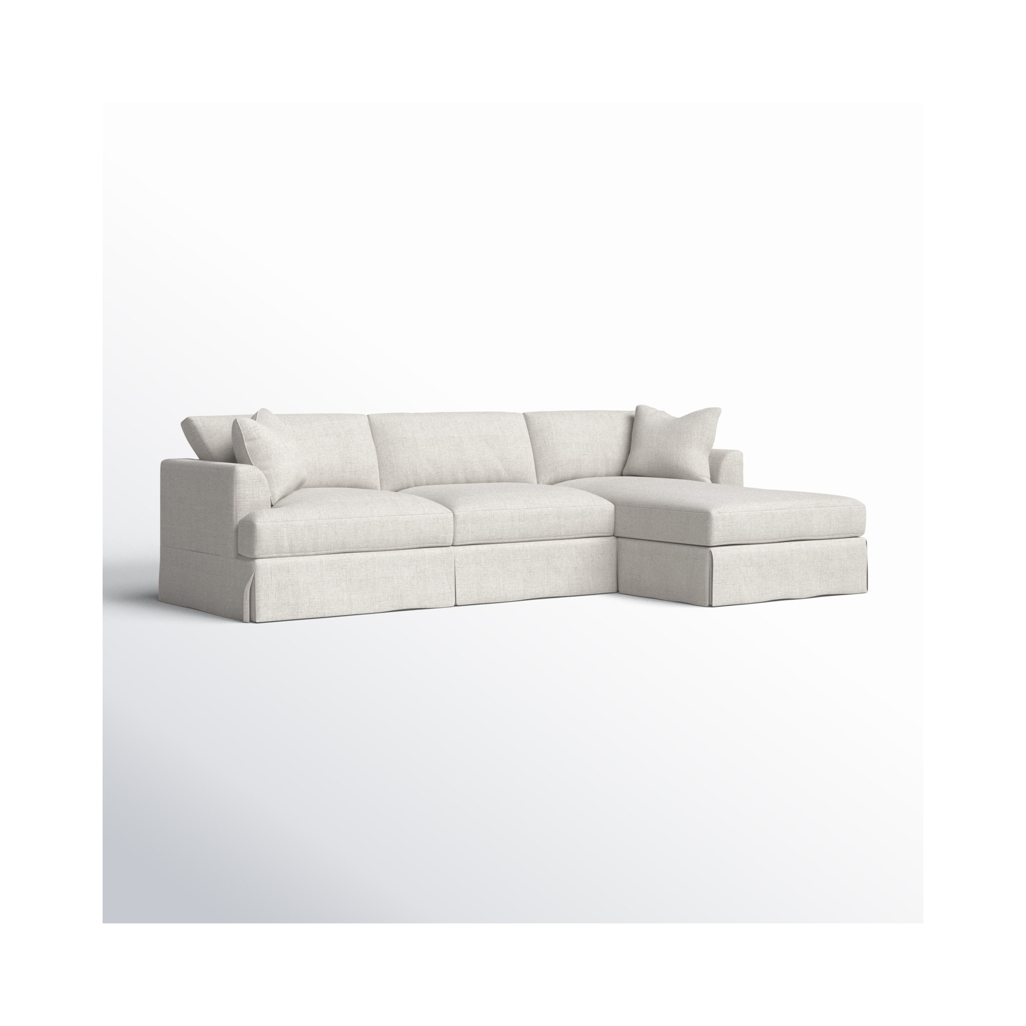 Lucia 128" Wide Down Cushion Sofa & Chaise, Apollo Pebble Boucle, Right Hand Facing