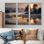 «Morning Fog Over The Lake Sunset III», reproduction d'art sur toile 3 pièces