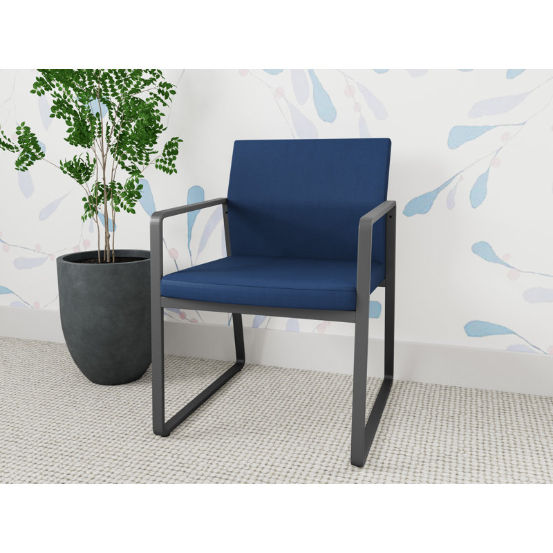 Chaise d'invité Gansett, Anthracite, Vinyle bleu Patriot Plus Imperial