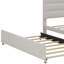 Grand lit plateforme tapissier avec lit gigogne simple et deux tiroirs-107235085