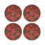 Christmas Poinsettia Vegan Leather Round Coasters