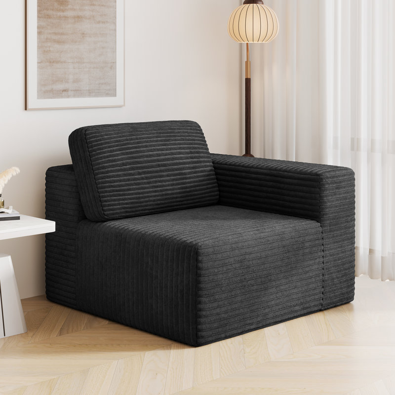 Fauteuil d'appoint modulaire en velours côtelé de 40 pouces, faisant face à la main droite, sans assemblage requis Canapé simple avec éponge à double soutien