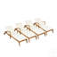 Chaise longue en bois d'acacia avec roulettes, dossier réglable à 4 positions et coussin moelleux de 2 pouces pour le patio et le jardin
