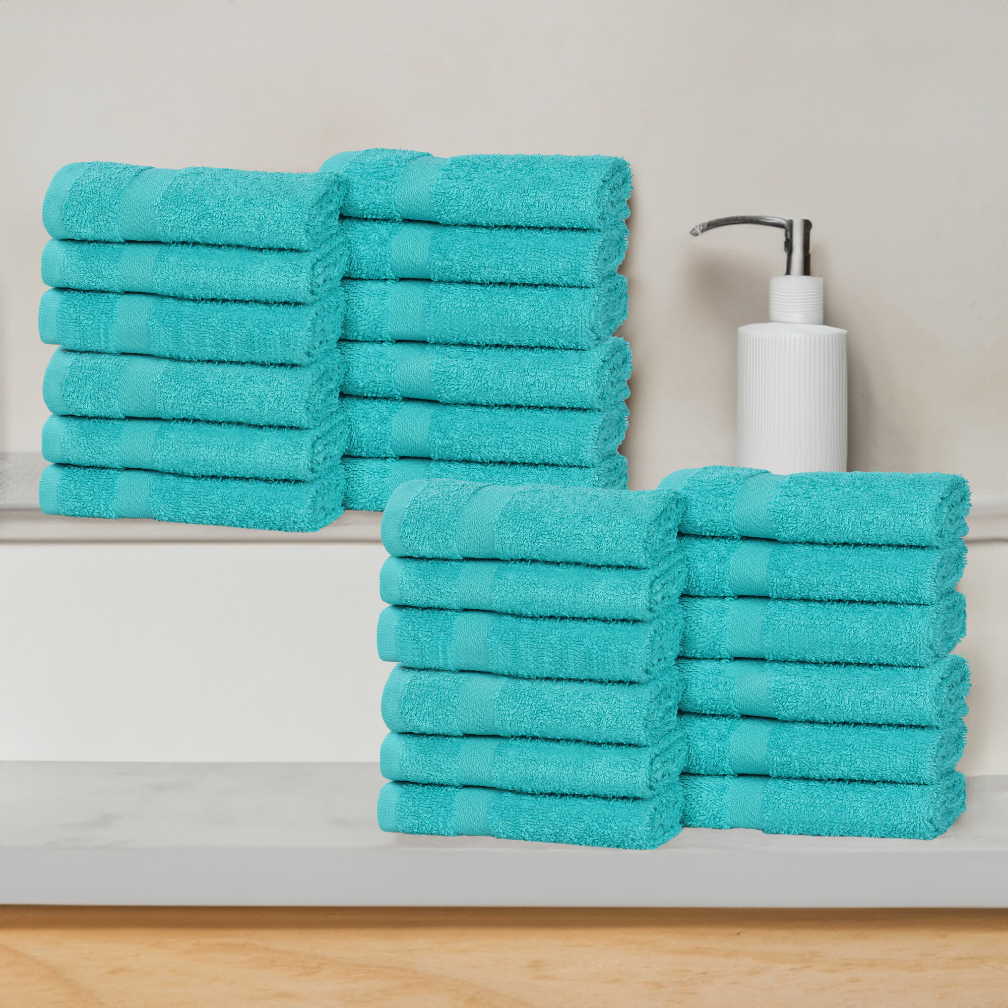 Franklin Cotton Lightweight Quick-Drying Face Towel Washcloth, Turquoise