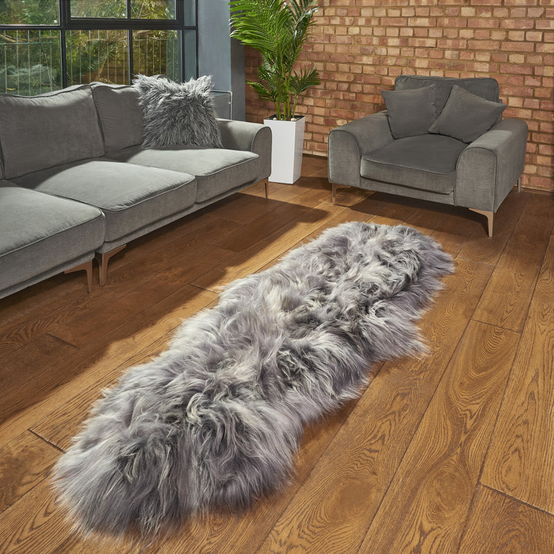 Solid Colour Sheepskin Area Rug, Runner 170 x 70cm