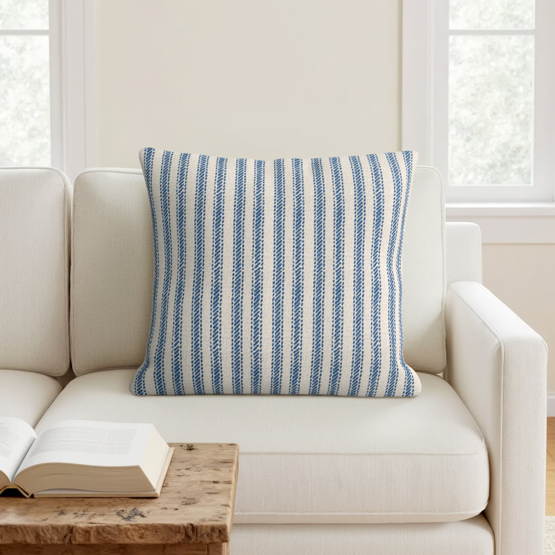 Percy Square Cotton Pillow Cover, Indigo, Pillow Cover Only - No Insert