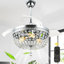 42" Crystal Ceiling Fan With Lights And Remote Control, 6-Speed Reversible DC Motor, Adjustable Height For Living Room, Bedroom