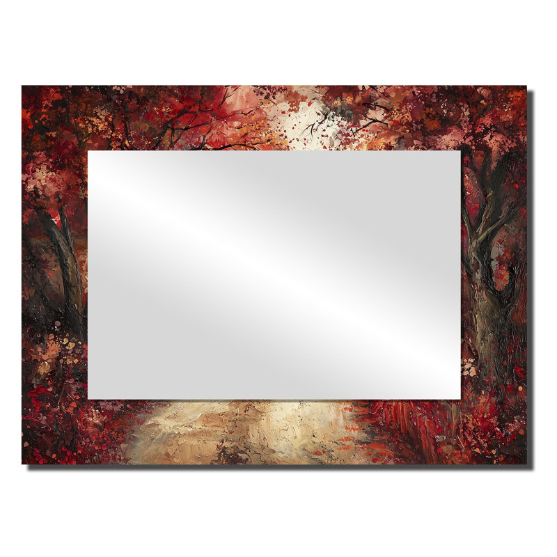 Country Lane In Autumn I - Art mural miroir forêt - imprimé sur métal, 24 po x 32 po