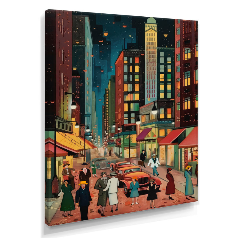 Art déco rétro City Life I - Fashion Woman, art mural encadré, Toile tendue, H 32 po x l 16 po x P 1 po