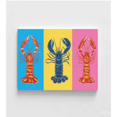 Coastal Lobster Art Print: décoration murale triptyque pop coloré