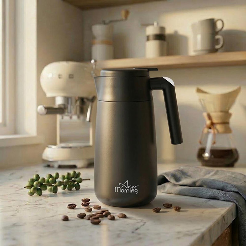 Carafe isotherme Any Morning de 1,2 L (40 oz), en acier inoxydable, noire.