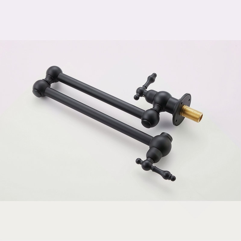 Wall Mount Folding Kitchen Pot Filler Faucet, Matte Black