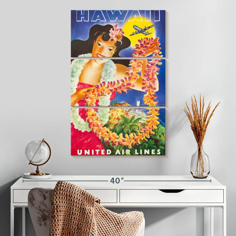 Affiche de voyage Masam Hawaii, H 32 po x l 20 po
