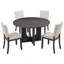 Ensemble de salle à manger rond 47,3 po avec 4 chaises rembourrées, ensemble de table à manger moderne pour 4, ensemble de table à manger rond 5 pièces pour le salon, la cuisine