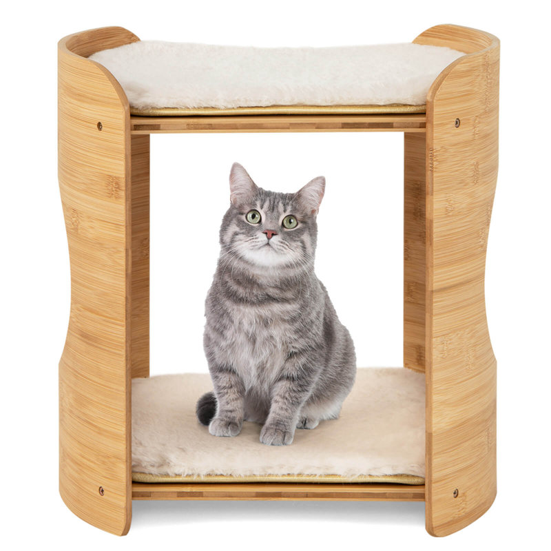  Tour pour chat à 2 niveaux pour chats d'intérieur avec lits doubles Coussins amovibles et lavables