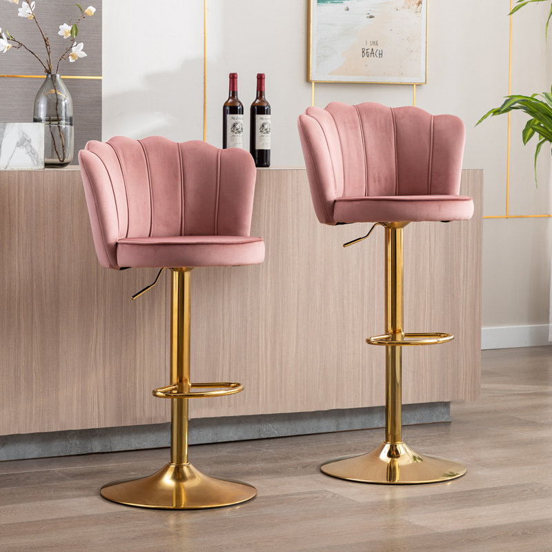 Tabouret à hauteur réglable Ludka, Rose foncé