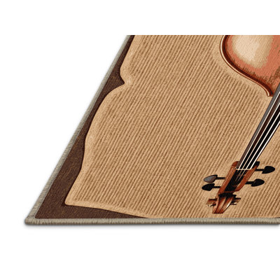 Washable Double Bass Music Area Rug