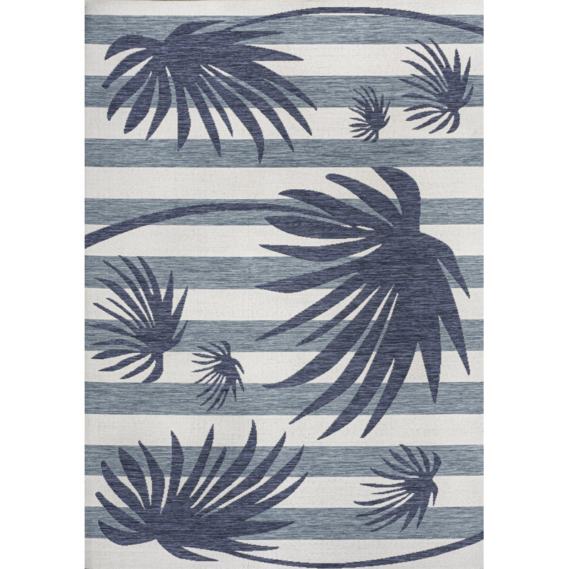Tapis d'intérieur / extérieur bleu marine / crème Conswello, Rectangle 2 pi 11 po x 4 pi 11 po