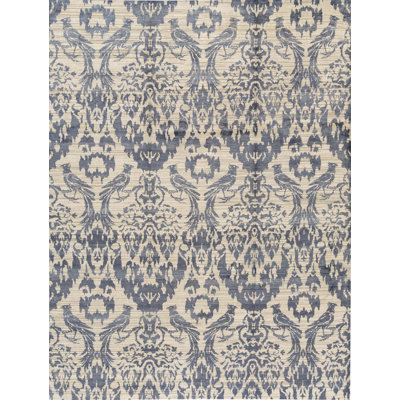 Tapis ivoire et bleu noué à la main de grande qualité Canterbury
