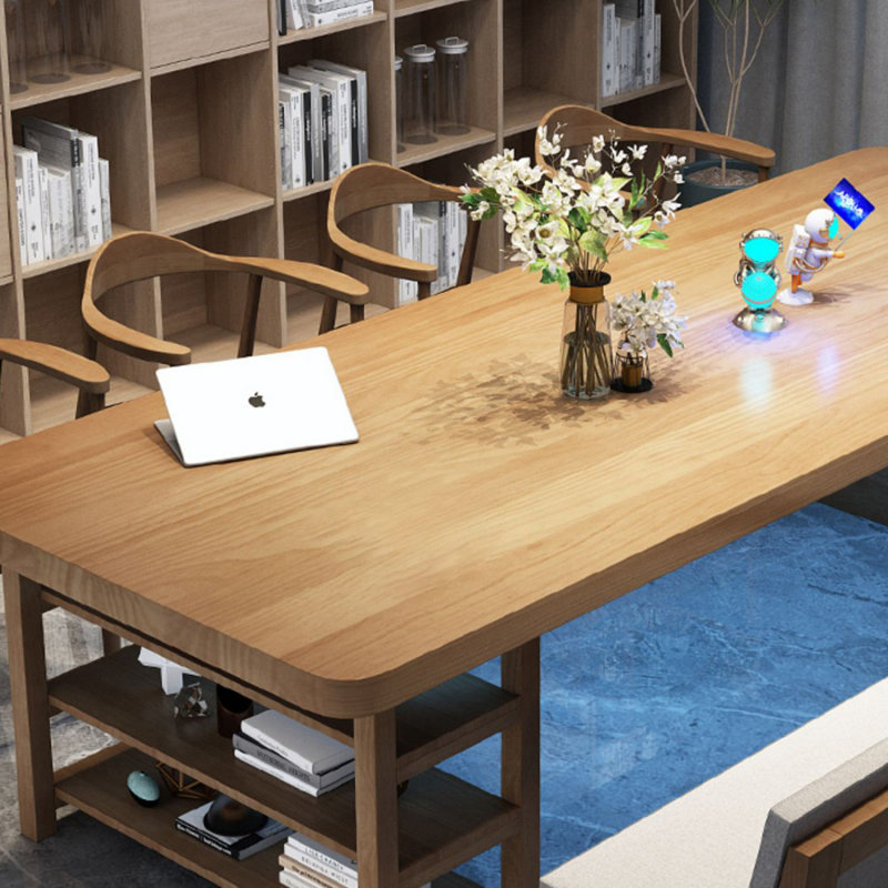 Brown Rectangular Solid Wood Executive Desk, 29.53" H x 70.87" W x 31.5" D