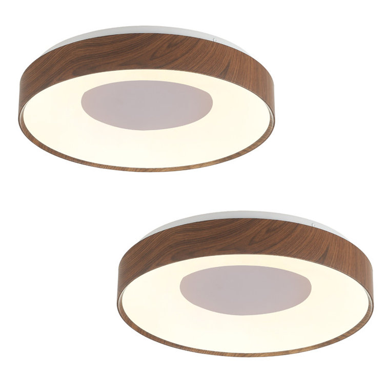 Walnut Finish Large LED Flush Mount (Set of 2)