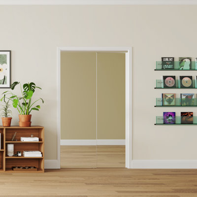 Sliding Door - Modern Aluminum Sliding Closet Door With Full-Length Mirror, Handle And Hardware Kit