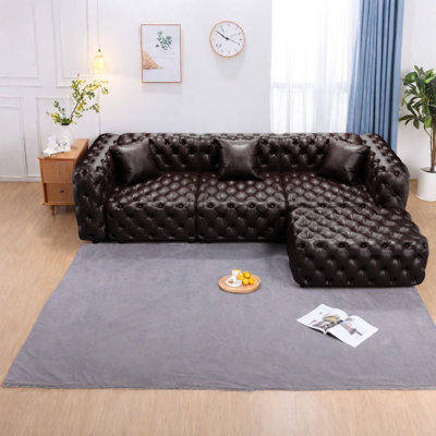 Compression Sectionals, Faux Leather 105.7 Inch Modern Sofa for Home