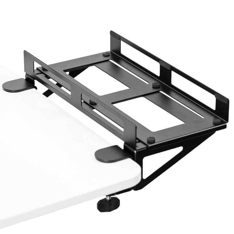 Support de bureau noir avec tablette Vivo, peut supporter jusqu'à 66 lb