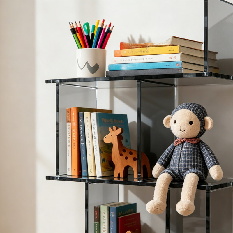 Bibliothèque créative à plusieurs niveaux en acrylique, (4 tablettes) H 47,24 po x l 15,75 po x P 11,81 po