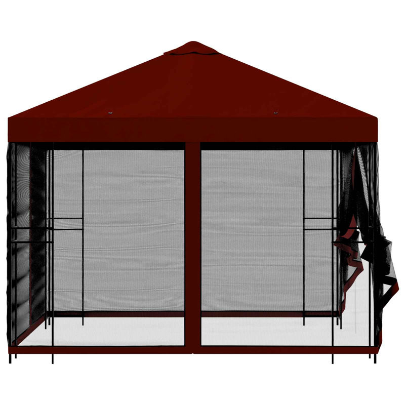 vidaXL Garden Gazebo Polyester and Steel, Burgundy