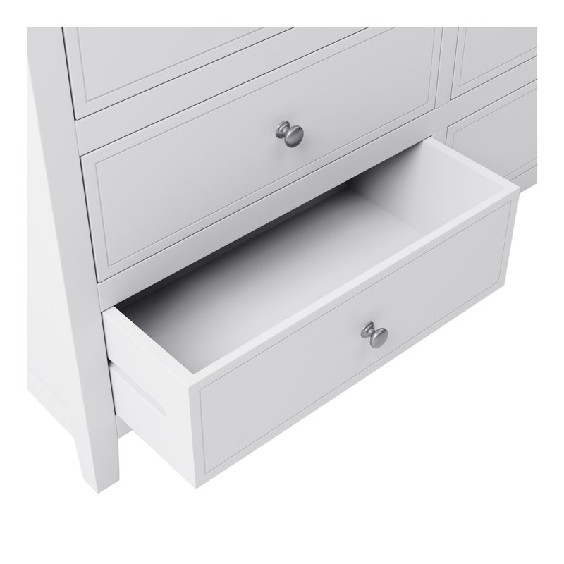 Commode 7 tiroirs en bois massif blanc